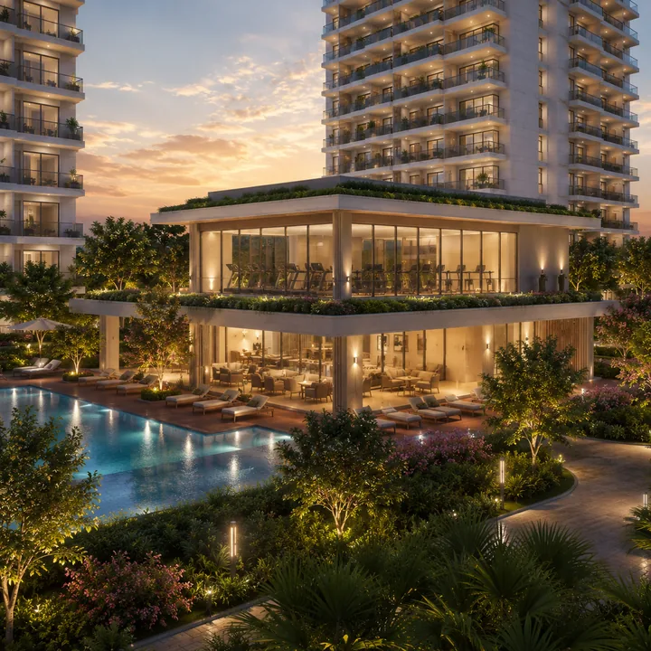 Shriram Sarjapur Road — Clubhouse with adjoining pool deck