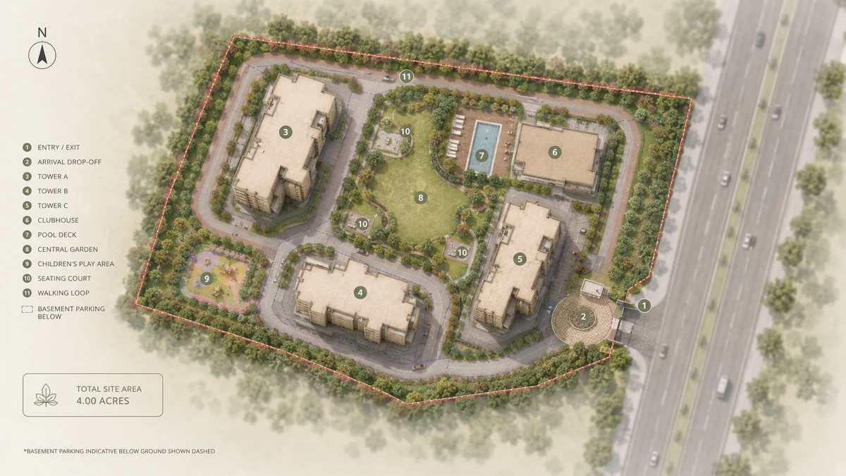 Shriram Sarjapur Road — Indicative site layout of the 4-acre parcel